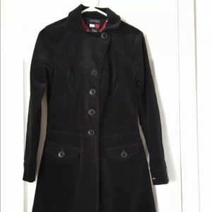 Tommy Hilfiger L Black Corduroy Coat Knee Length